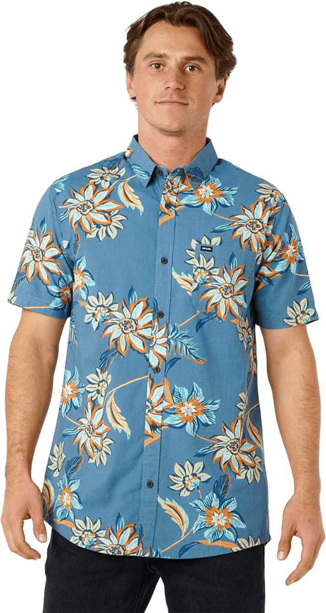 Rip Curl Sessions Short Sleeve Shirt Mens Bluefin