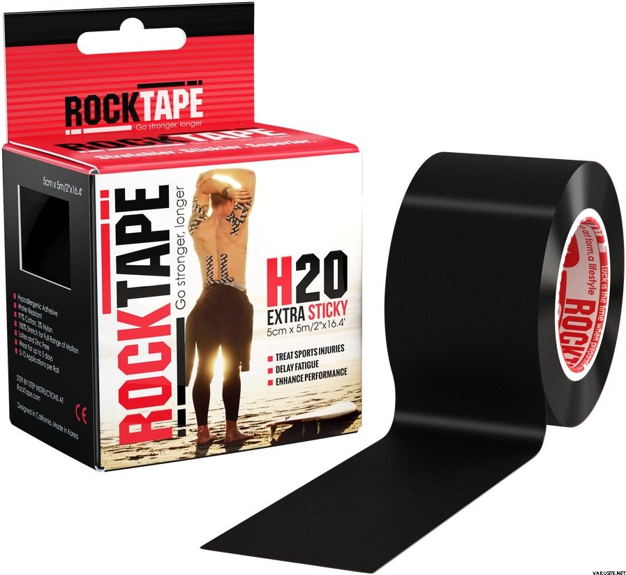 Rocktape Kinesioteippi 5cm x 5m H2O Musta (vesiurheiluun)