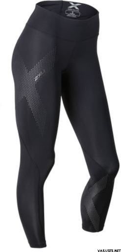 2XU Mid-Rise Compression Tights, Women Black/Dotted Reflective