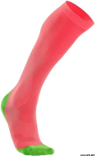 2XU Compression Performance Run Socks, Women Fluro Coral/Green