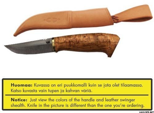 Tommi Puukko 95 Puunvärinen kahva ja nahkanvärinen tuppi