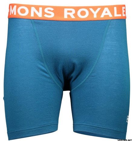 Mons Royale Hold 'em Boxer Box Logo Blue Steel