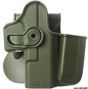 IMI Defense Polymer Retention Holster with Integrated Magazine Pouch for Glock 17/19/22/23/28/31/32/36 Gen 4 Compatible OD Green