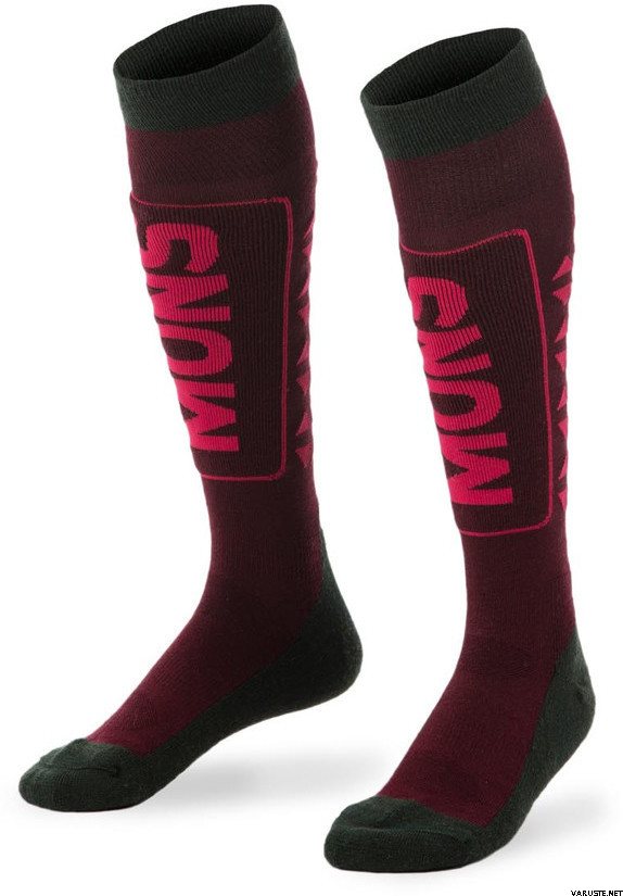 Mons Royale Snow Tech Sock Women Burgundy/Forest Green/Raspberry
