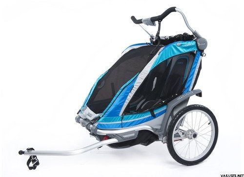 Chariot Chinook 2 - Bundle: pivoting wheel  +  baby supporter + car seat adapter + cargo bag Aqua/Grey/Periwinkle