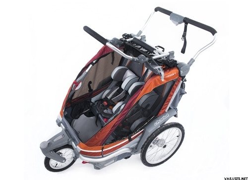 Chariot Chinook 2 - Bundle: pivoting wheel  +  baby supporter + car seat adapter + cargo bag Pumkin/Burg/Burnt Orange