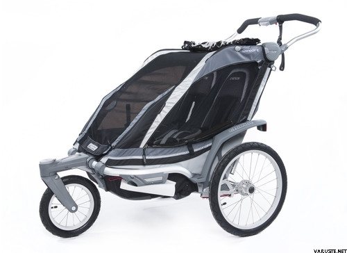 Chariot Chinook 2 - Bundle: pivoting wheel  +  baby supporter + car seat adapter + cargo bag Charcoal/Black/Silver