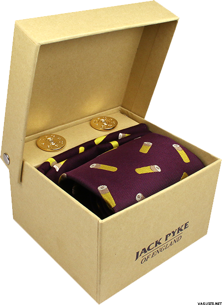 Jack Pyke Cufflinks Tie And Hanky Gift Set Cartridge Wine