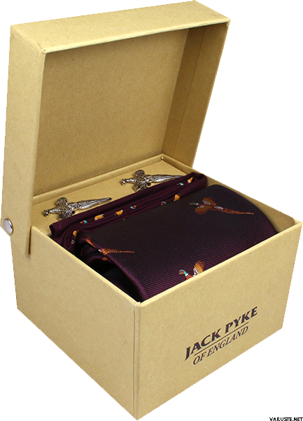 Jack Pyke Cufflinks Tie And Hanky Gift Set Pheasant Wine