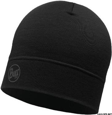Buff Merino Lightweight Beanie Solid Black