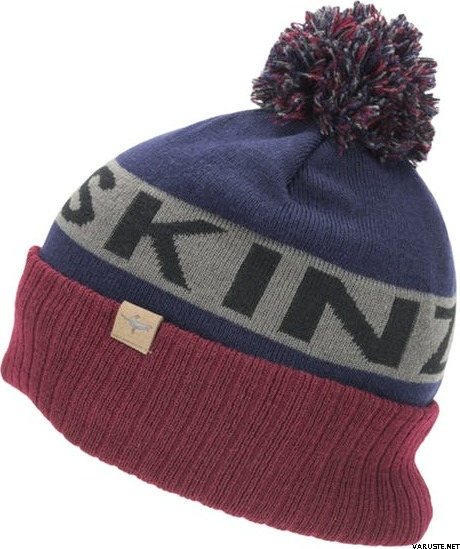 Sealskinz Water Repellent Cold Weather Bobble Hat Navy Blue/Grey/Red