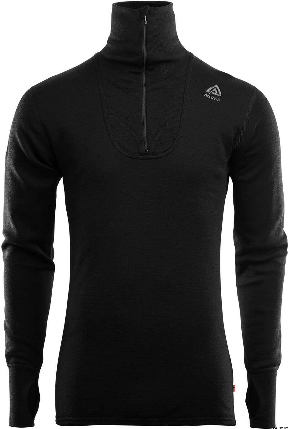 Aclima DoubleWool Polo w/ Zip Mens Jet Black / Marengo