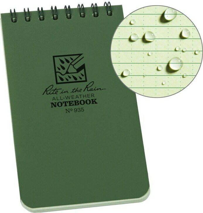 Rite in the Rain Top Spiral Notebook 3" x 5" Green