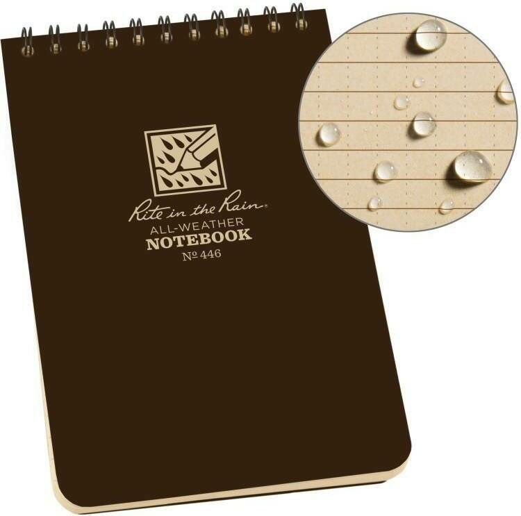 Rite in the Rain Top Spiral Notebook 4" x 6" Brown