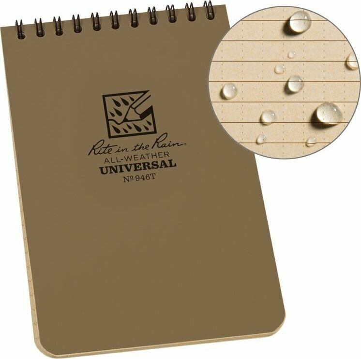 Rite in the Rain Top Spiral Notebook 4" x 6" Tan 946