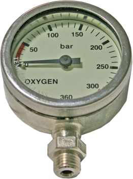 DirZone SPG Tempered Glass, Oxygene Ø52mm, 0-360bar / Chrome