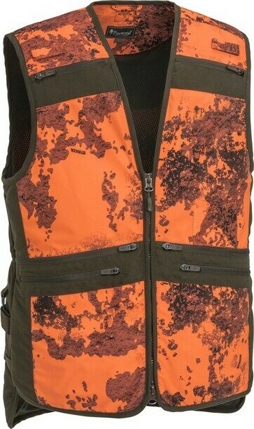 Pinewood Furudal Hunter Pro Camou Vest Mens Red Strata / Suede Brown