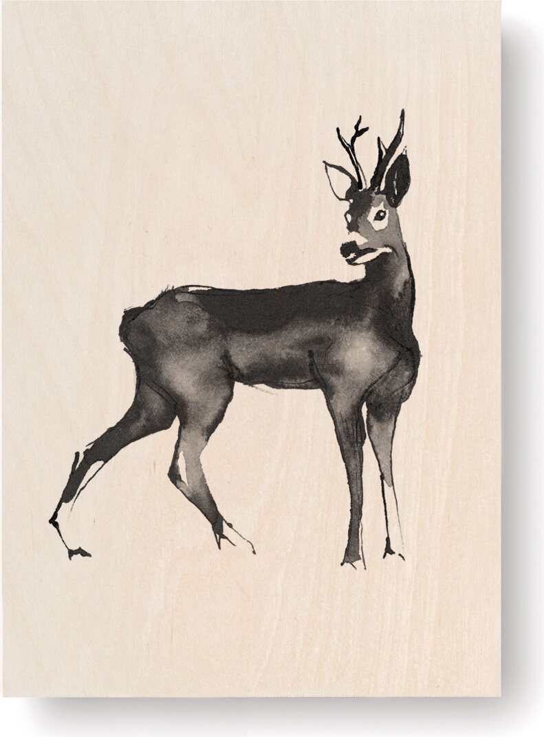 Teemu Järvi Plywood art cards, 10 x 15 cm Roe Deer