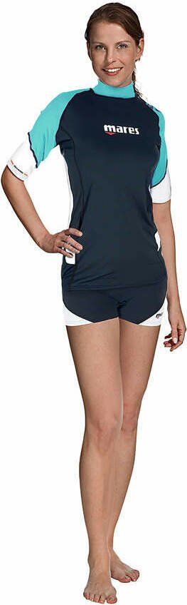 Mares Rash Guard Loose S/S She Dives Aqua/White