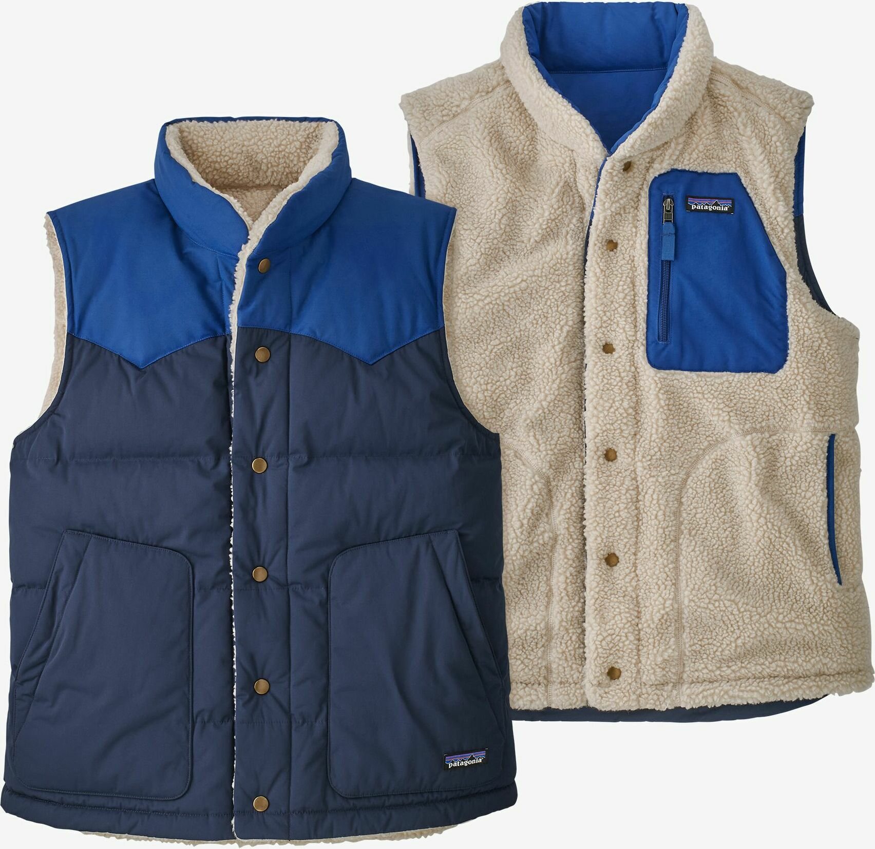 Patagonia Reversible Bivy Down Vest Mens New Navy
