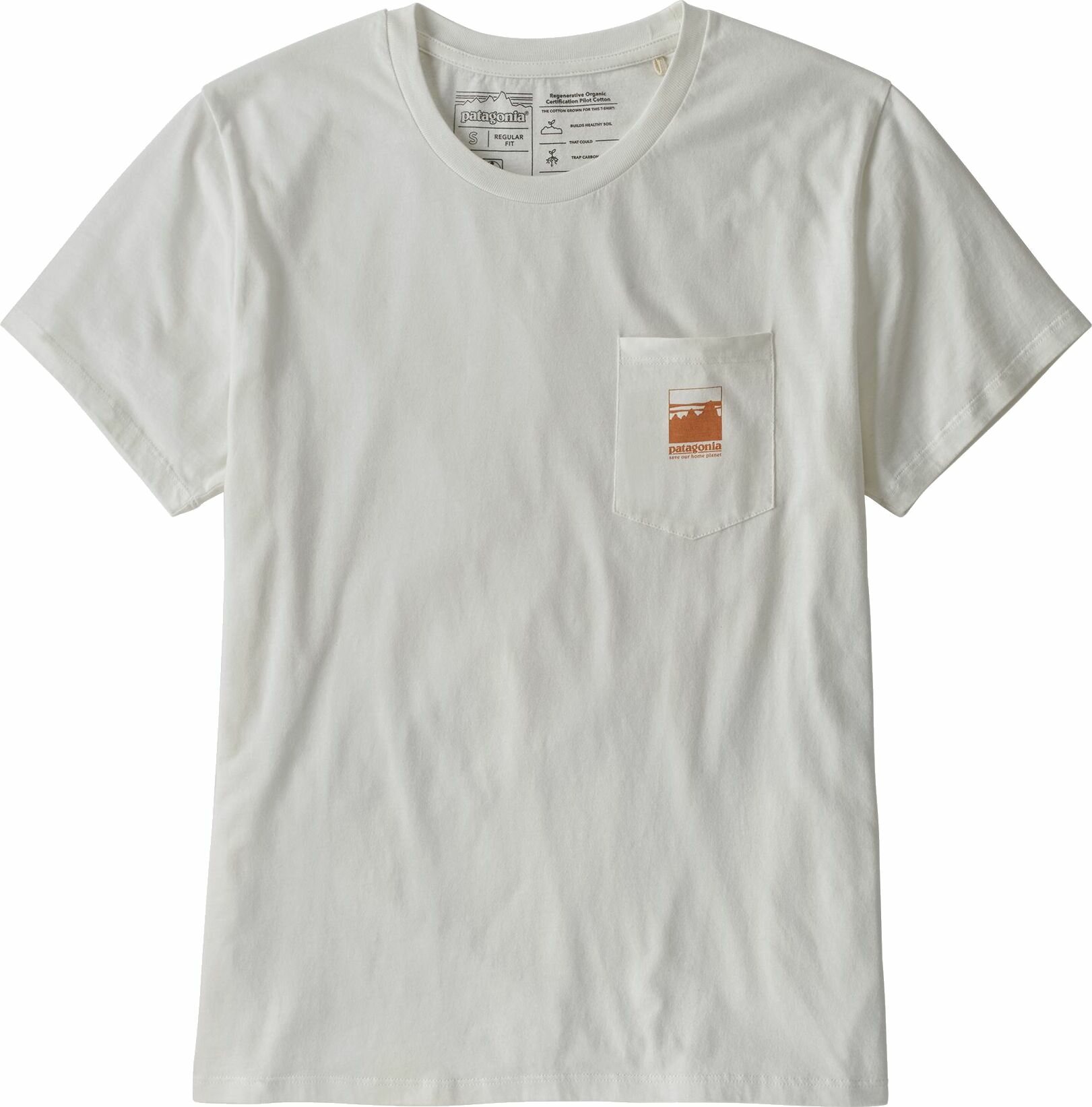 Patagonia Alpine Icon Regenerative Organic Cotton Pocket T-Shirt Womens White