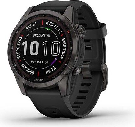 Garmin Fenix 7S Sapphire Solar Carbon Gray DLC w/ Black