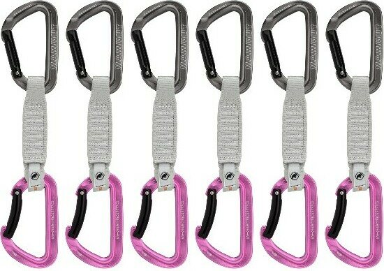 Mammut Workhorse Keylock 12 cm 6-pack Quickdraws Straight Gate/Bent Gate Key Lock Grey-Pink