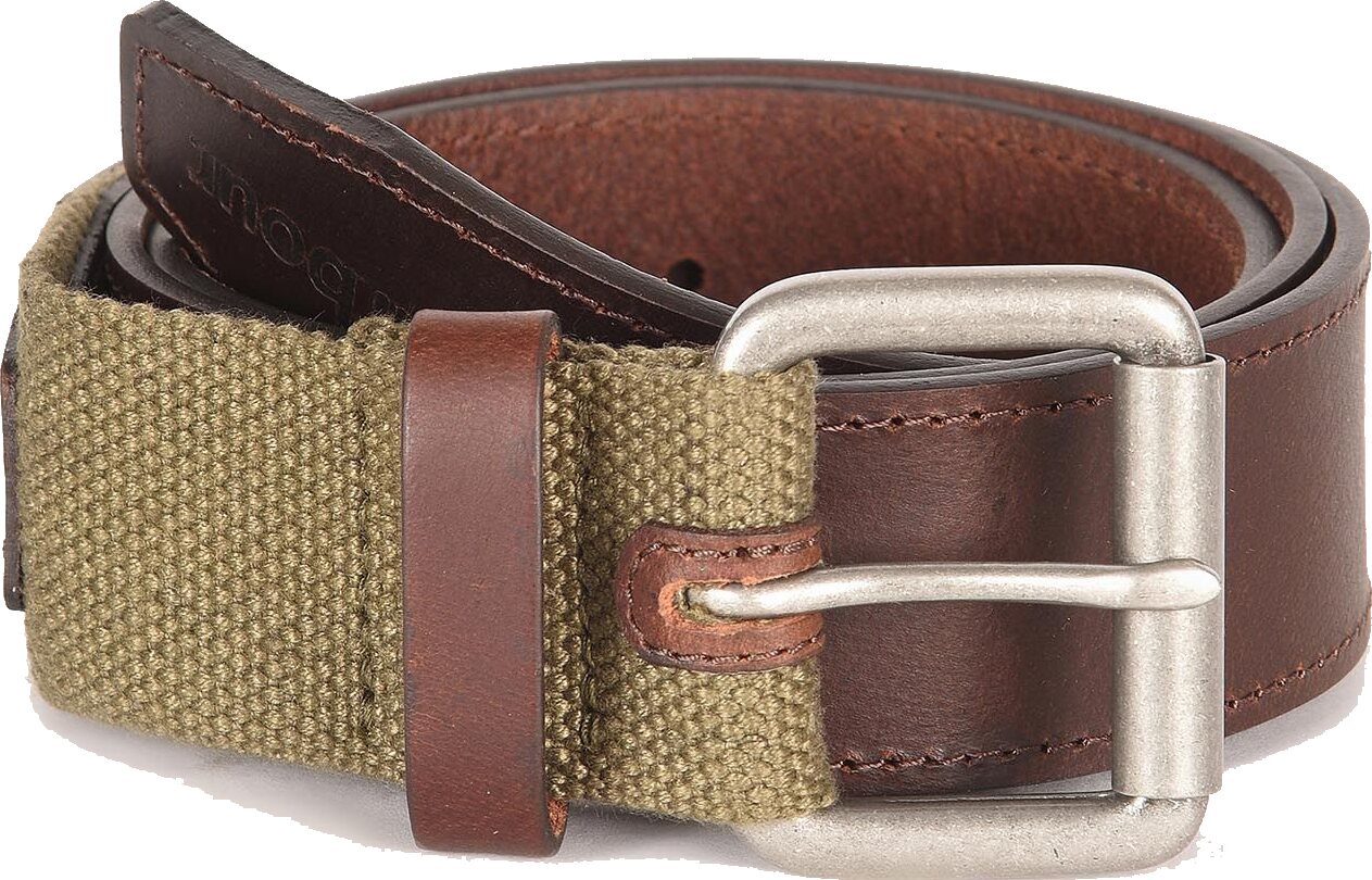 Barbour Webbing/Leather Belt Olive/Brown