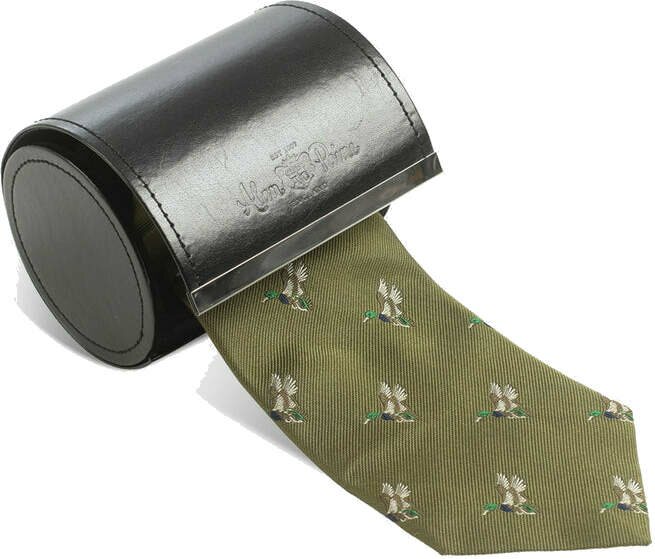 Alan Paine Ripon Silk Tie Duck Design Olive