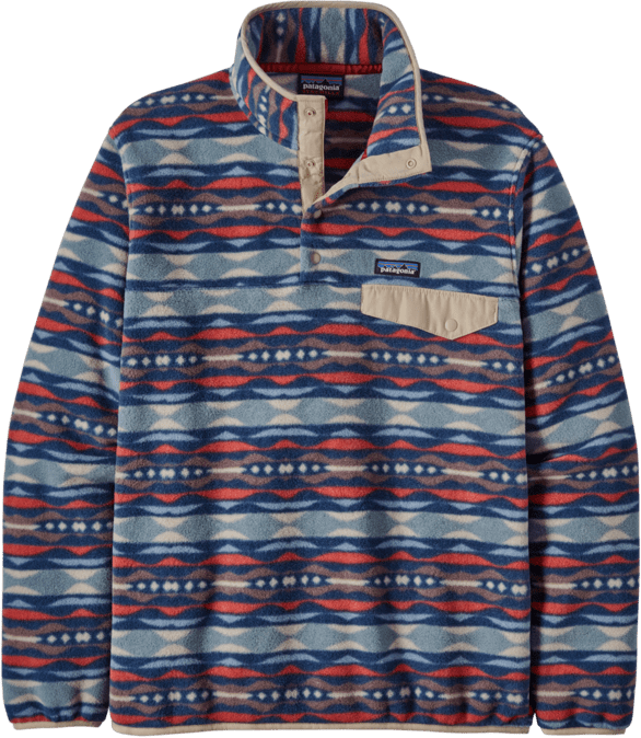 Patagonia Lightweight Synchilla Snap-T Pullover Mens Coast Highway Multi Big: Sumac Red