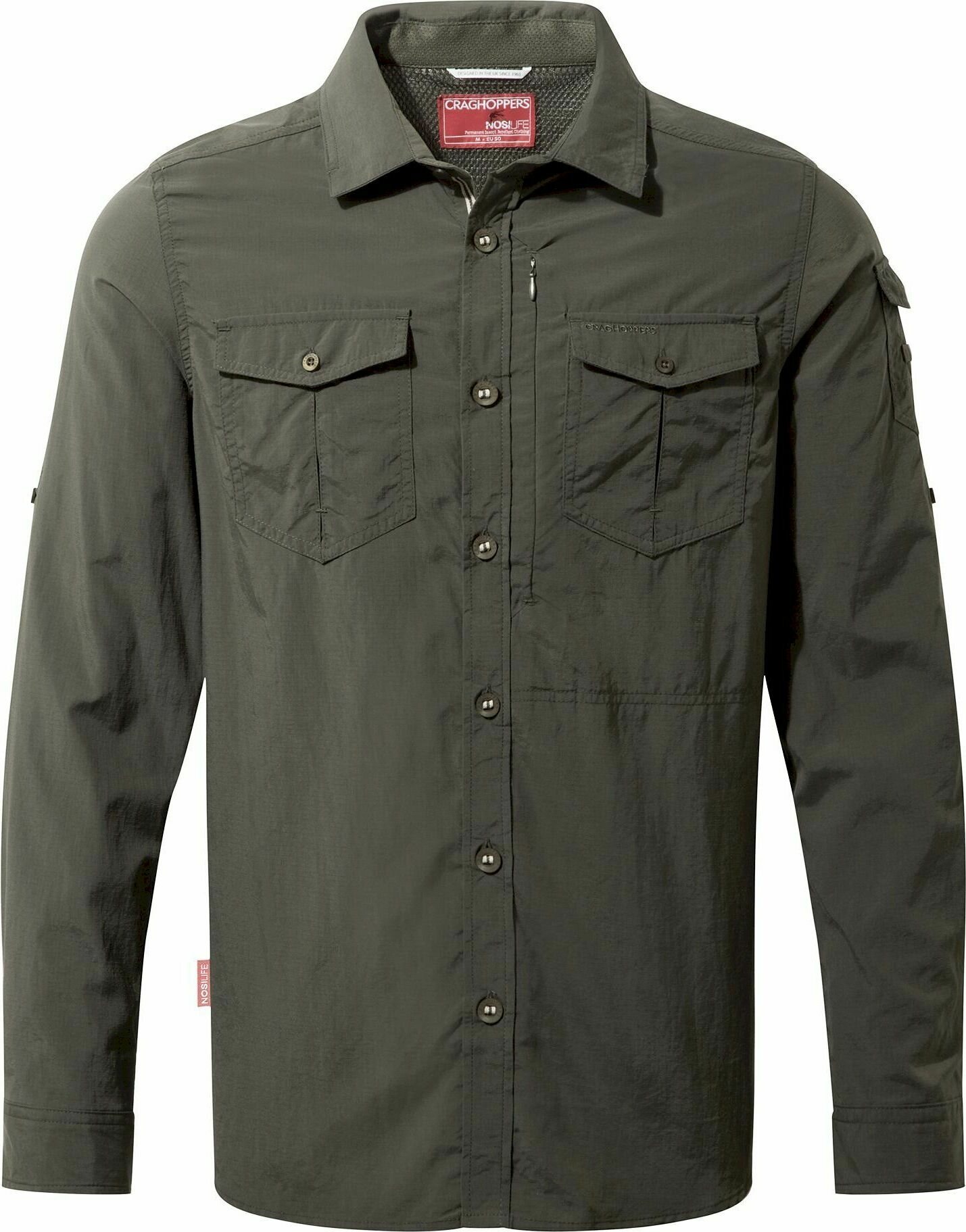Craghoppers NosiLife Adventure II Long Sleeved Shirt Mens Dark Khaki