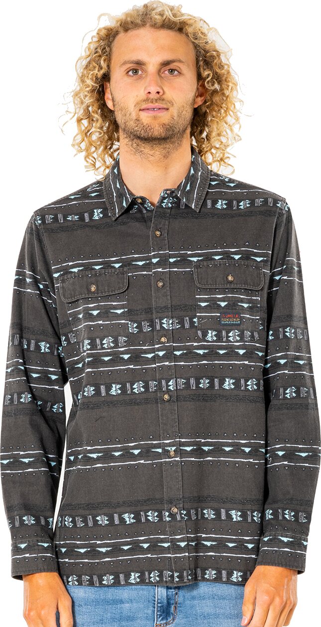Rip Curl Solid Rock Long Sleeve Shirt Mens Washed Black
