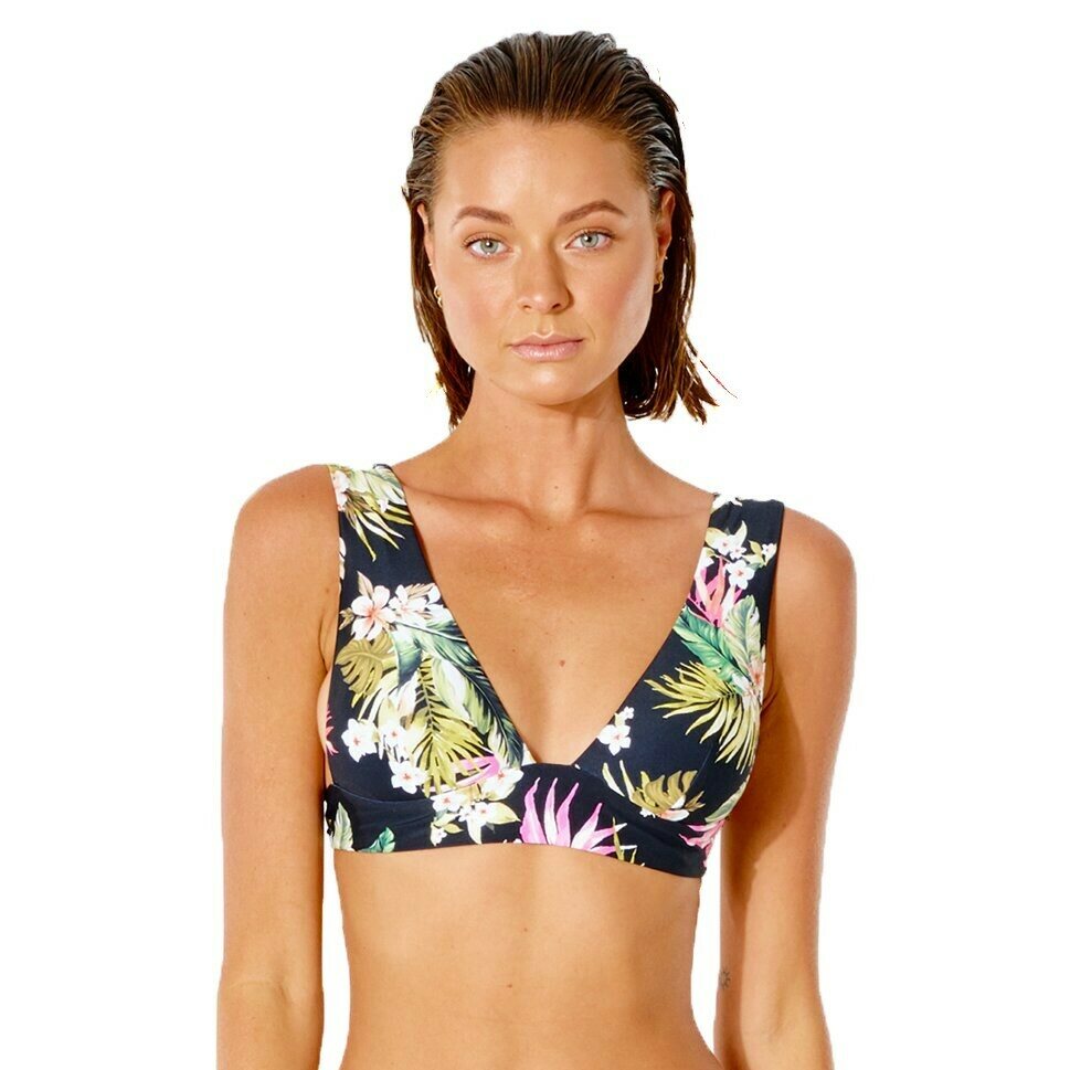 Rip Curl On The Coast Deep V Bikini Top Black