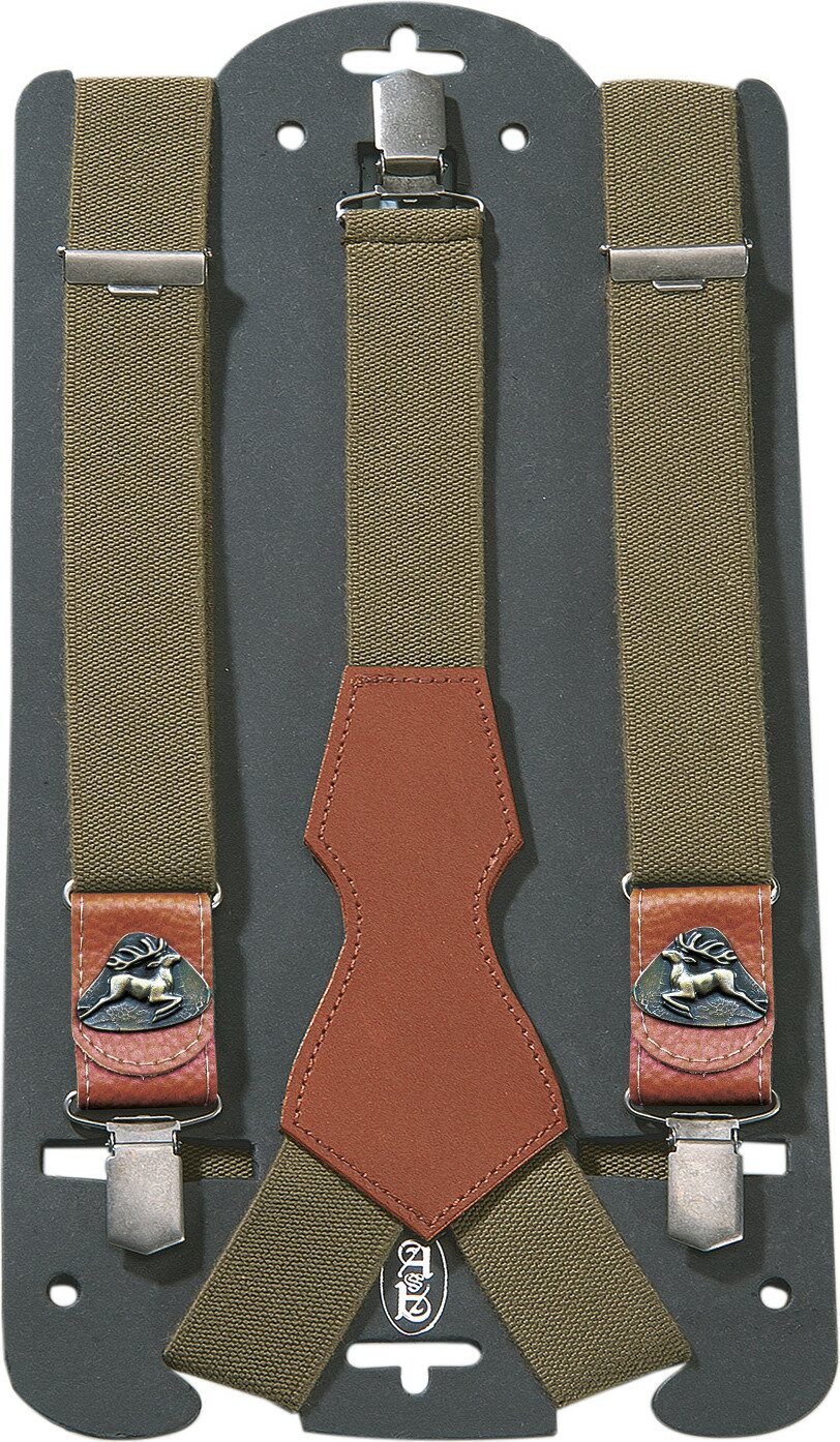 Suspenders With Leather Reinforcements Stag