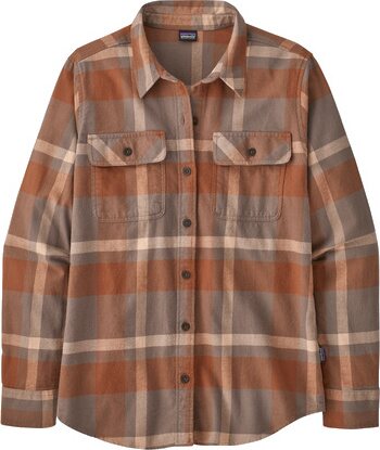 Patagonia Long-Sleeved Organic Cotton MW Fjord Flannel Shirt Womens Comstock: Dusky Brown