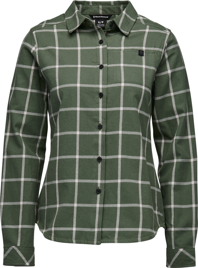 Black Diamond Serenity Long Sleeve Flannel Shirt Womens Laurel Green / Ice Pink Plaid