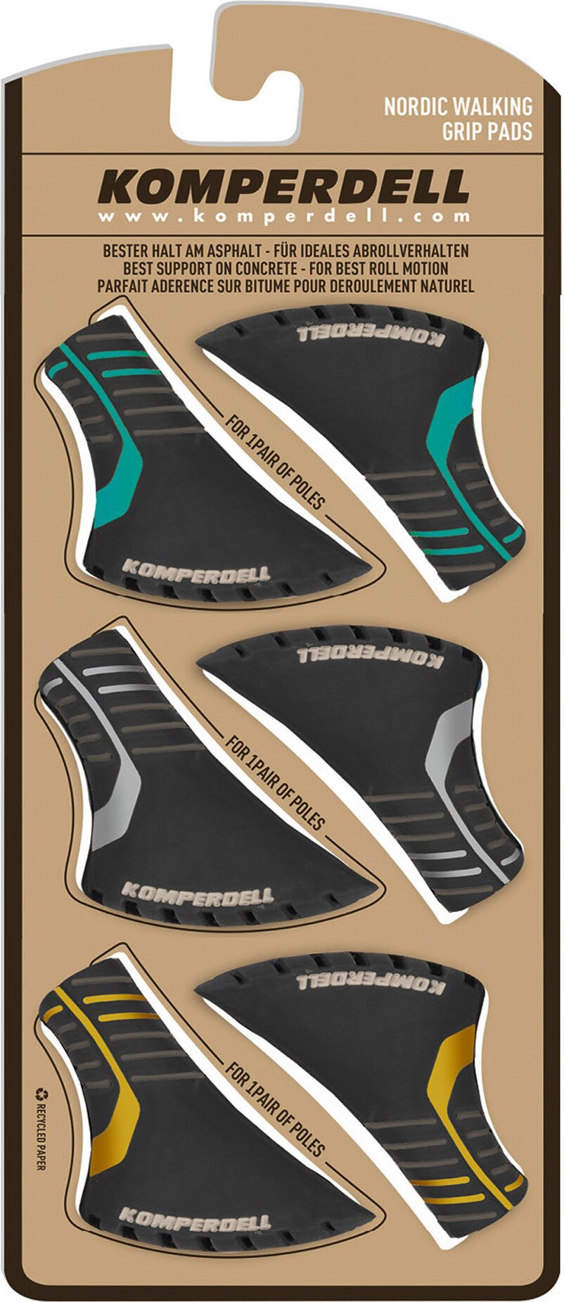 Komperdell Nordic Walking Pads 3 pairs Black