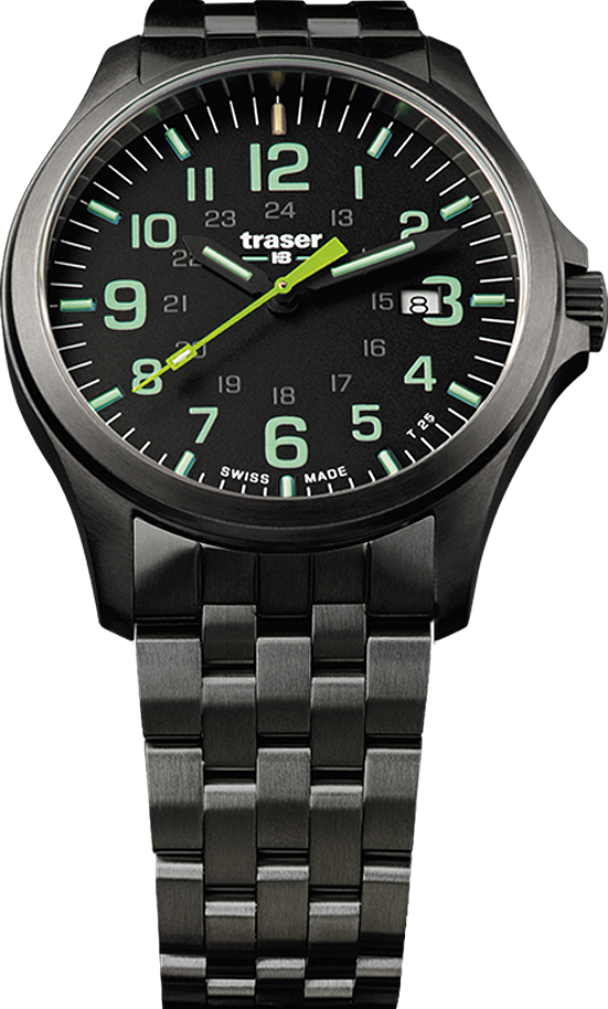 Traser P67 Officer Pro GunMetal Black/Lime PVD-coated stainless steel