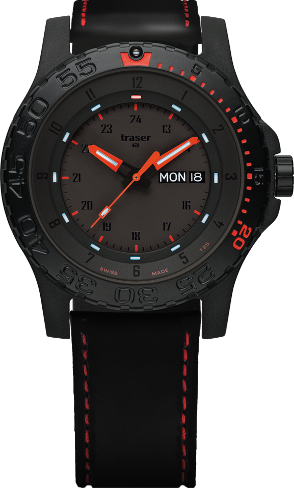 Traser P66 Red Combat Rubber -strap