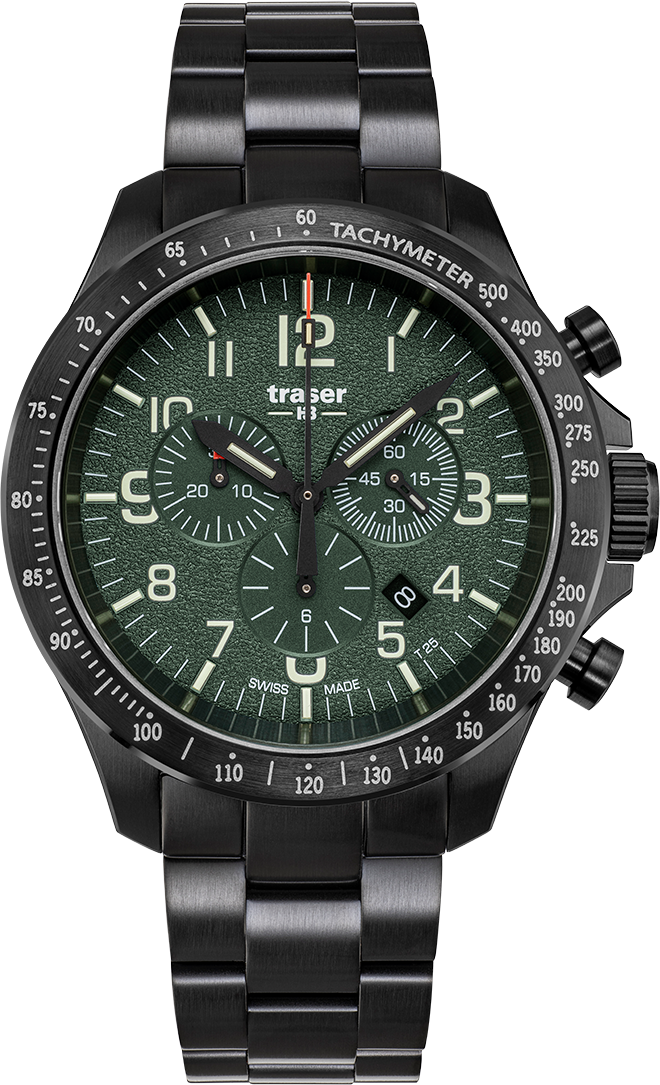 Traser P67 Officer Pro Chrono Green PVD-coated stainless steel