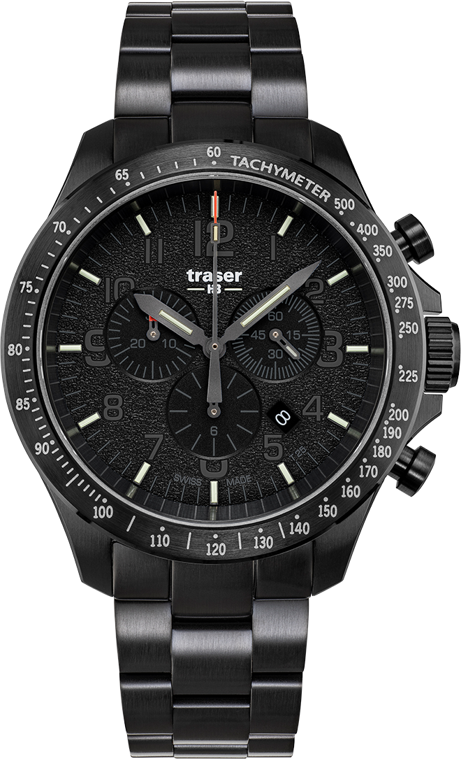 Traser P67 Officer Pro Chrono Black PVD-coated stainless steel