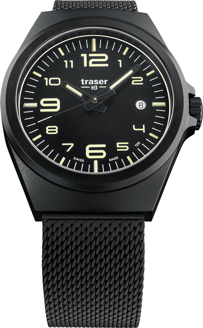 Traser P59 Essential S Black Milanese stainless steel