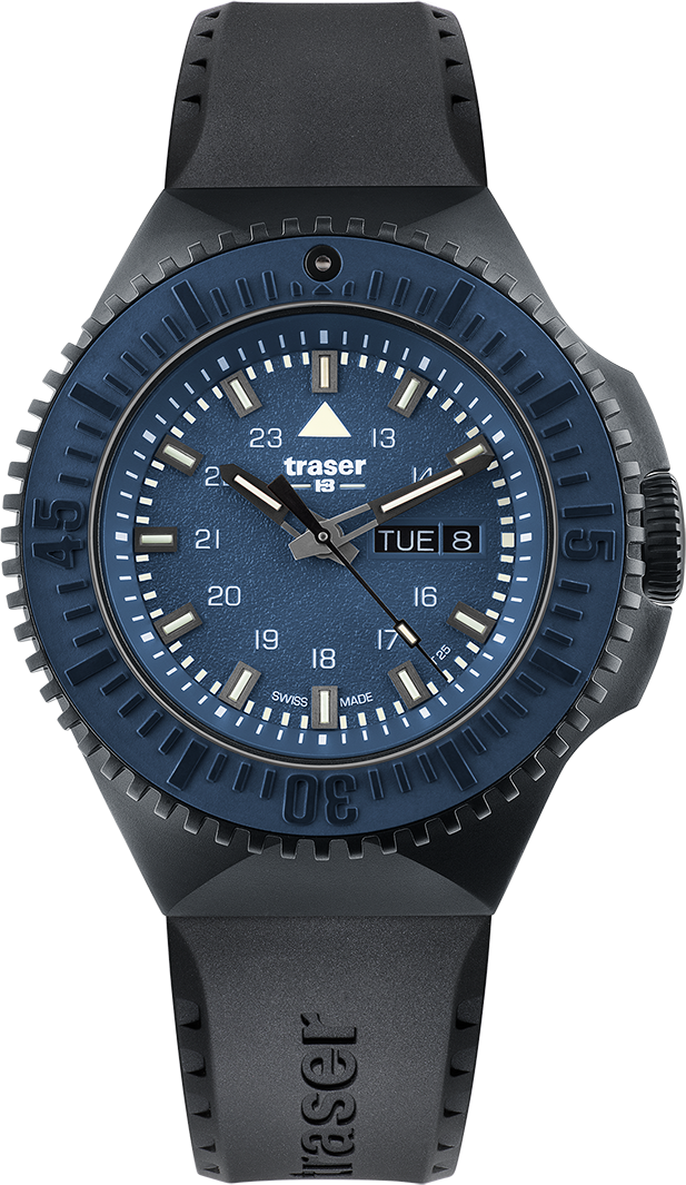 Traser P69 Black Stealth Blue Rubber