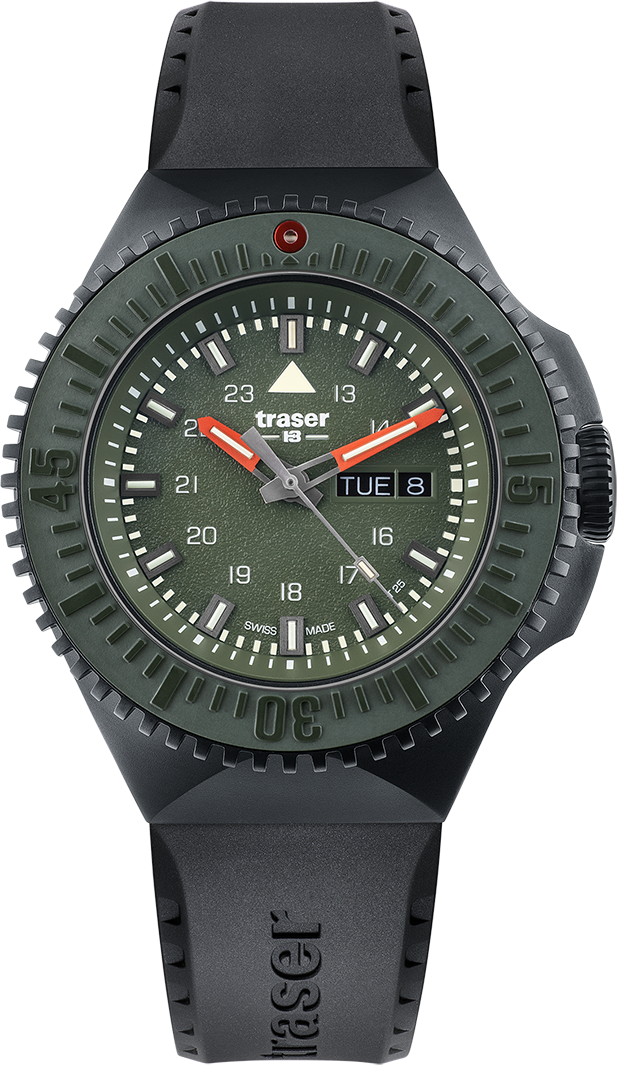 Traser P69 Black Stealth Green Rubber