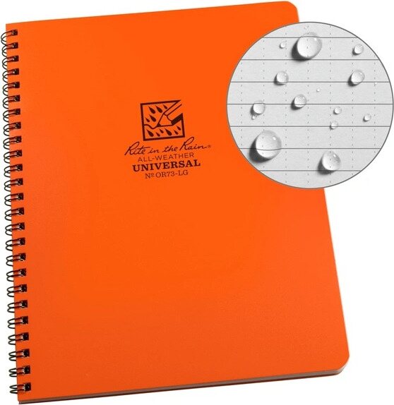 Rite in the Rain Side Spiral Notebook 17x22cm Blaze Orange