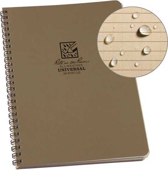 Rite in the Rain Side Spiral Notebook 17x22cm Tan