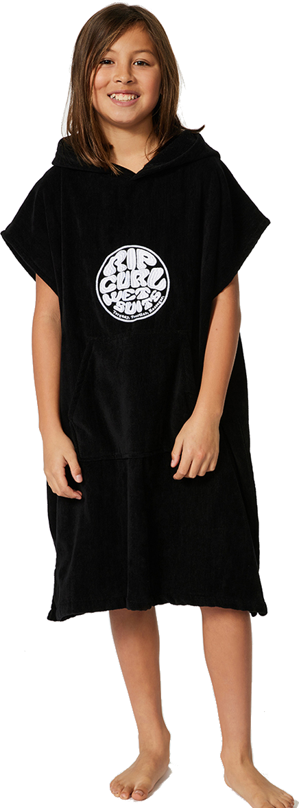 Rip Curl Icons Hooded Towel Boy Black