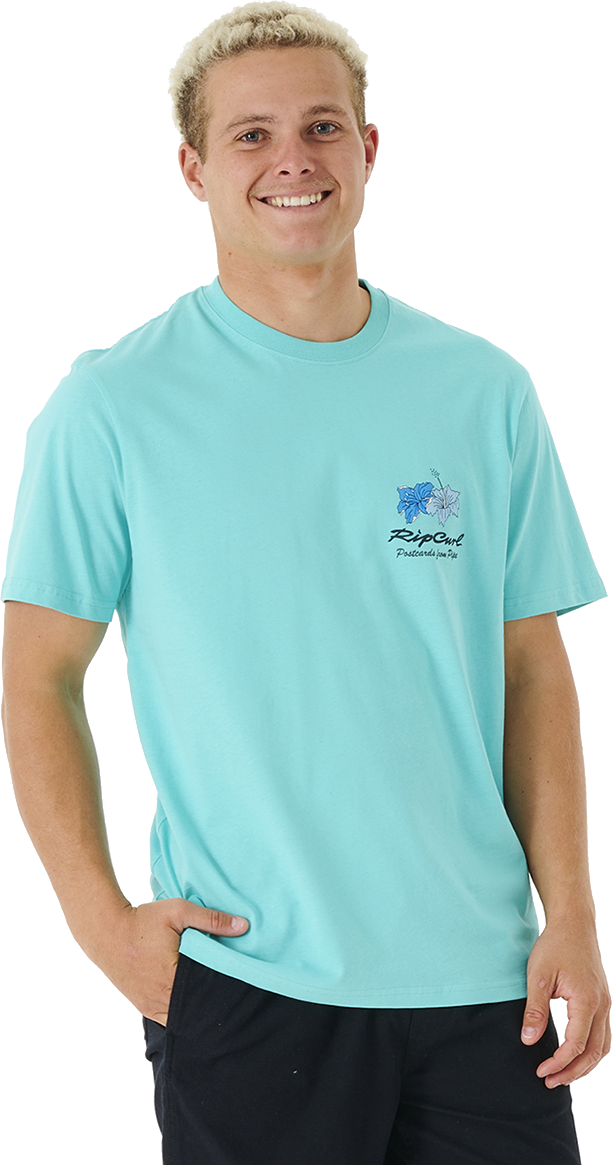 Rip Curl Postcards Hibiscus Tee Mens Aqua