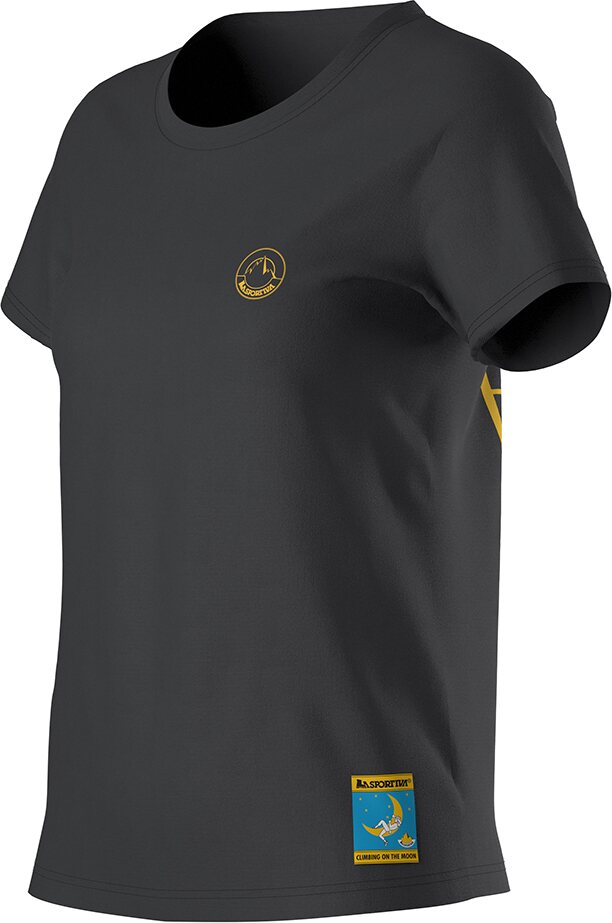 La Sportiva Climbing on the Moon T-Shirt Womens Carbon/Giallo