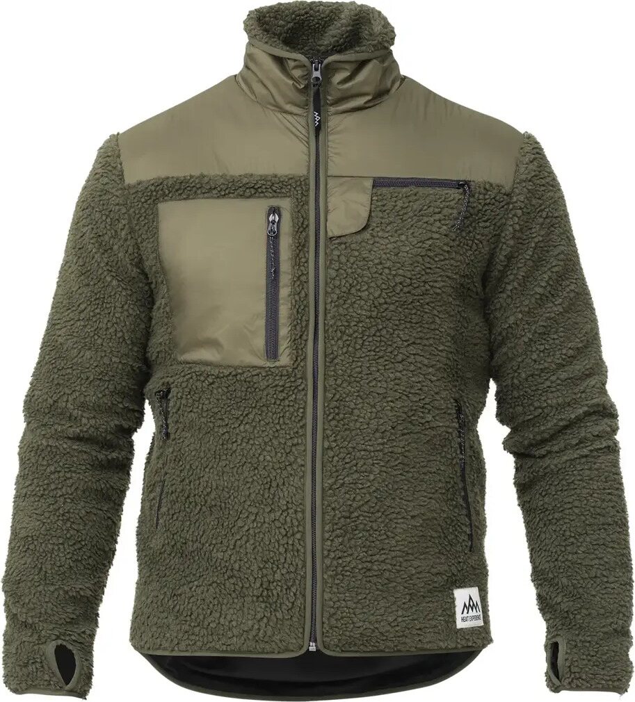 Heat Experience Heated Pile Fleece Unisex Olive Green
